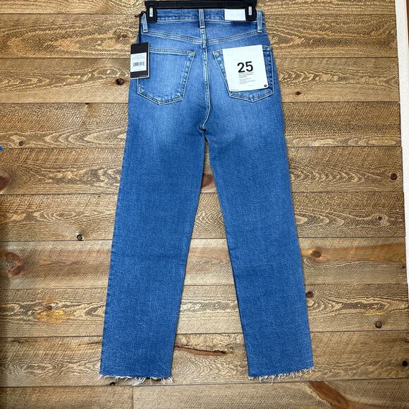 RE/DONE Ultra High Rise Stove Pipe Vintage Indigo Destroy Size 25 - Picture 6 of 14